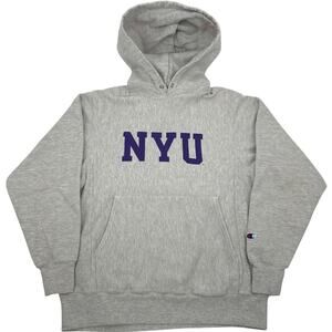 Vintage 90s y2k men's Champion reverse weave NYU New York University hoodie sz S